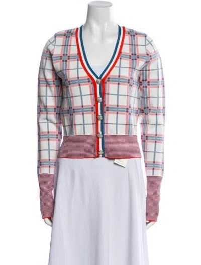Pre-owned Veronica Beard Striped Evening Jacket In White