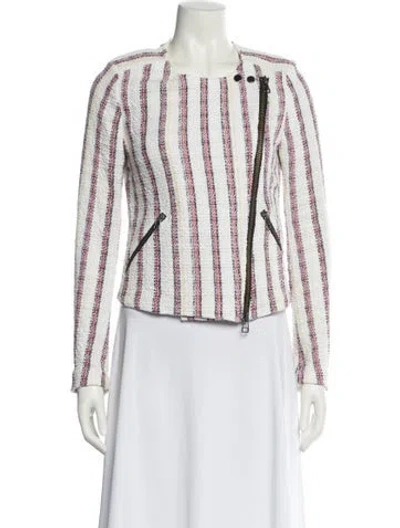 Pre-owned Veronica Beard Striped Evening Jacket In White