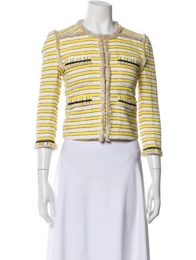 Pre-owned Veronica Beard Striped Evening Jacket In Yellow