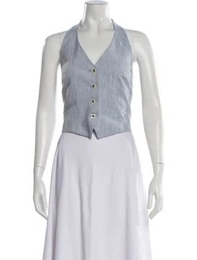 Pre-owned Veronica Beard Striped Halterneck Top In Blue