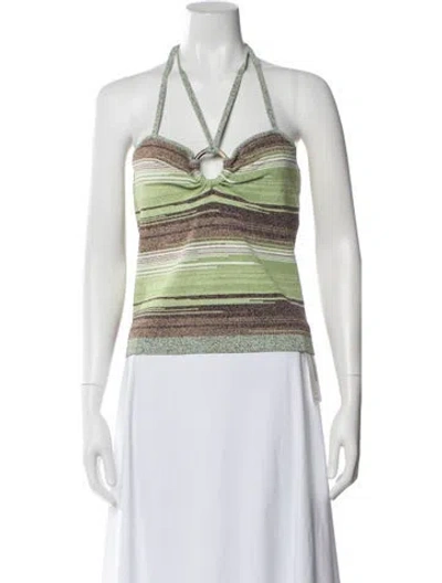 Pre-owned Veronica Beard Striped Halterneck Top In Green