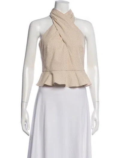 Pre-owned Veronica Beard Striped Halterneck Top In Neutral