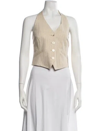 Pre-owned Veronica Beard Striped Halterneck Top W/ Tags In Neutral