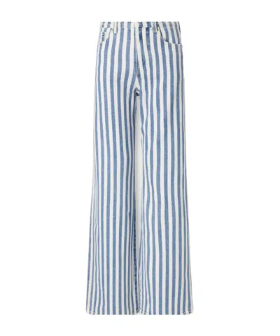 Veronica Beard Taylor Striped High-rise Wide-leg Jeans In Blue