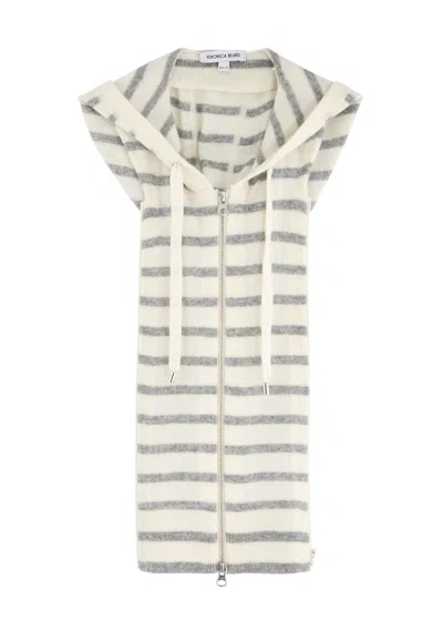 Veronica Beard Striped-intarsia Hooded Cashmere Dickey In Multi