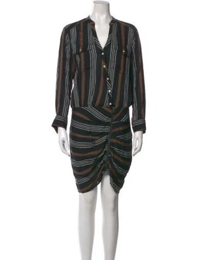 Pre-owned Veronica Beard Striped Knee-length Dress In Black
