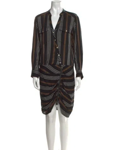 Pre-owned Veronica Beard Striped Knee-length Dress In Black