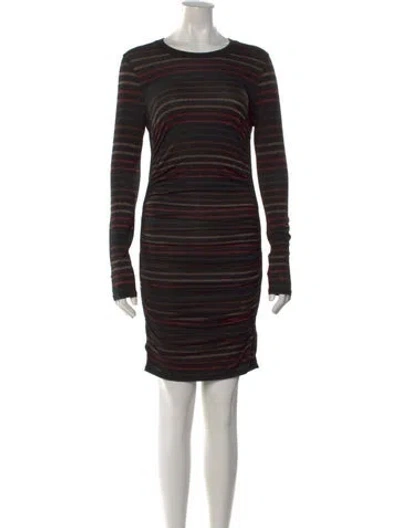 Pre-owned Veronica Beard Striped Knee-length Dress In Black