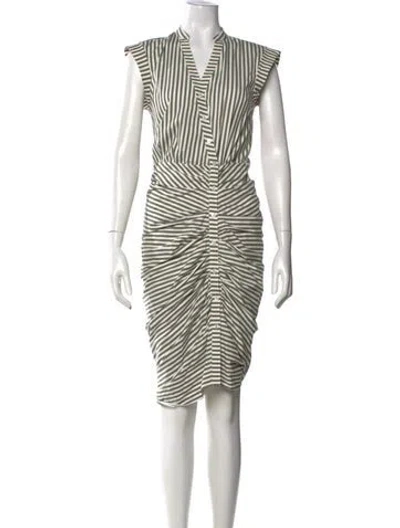 Pre-owned Veronica Beard Striped Knee-length Dress In Gray