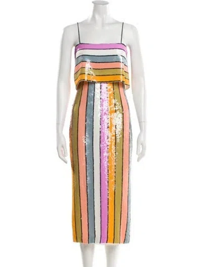 Pre-owned Veronica Beard Striped Knee-length Dress W/ Tags In Pink