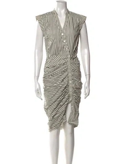 Pre-owned Veronica Beard Striped Knee-length Dress In White