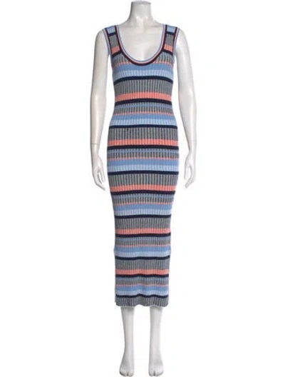 Pre-owned Veronica Beard Striped Long Dress In Blue