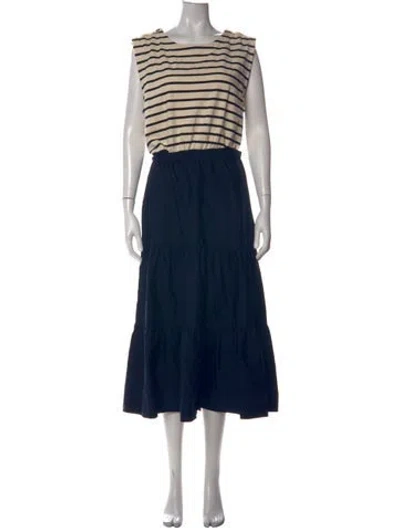 Pre-owned Veronica Beard Striped Long Dress In Blue