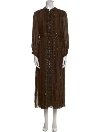 Pre-owned Veronica Beard Striped Long Dress In Brown