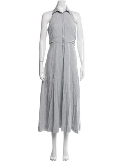 Pre-owned Veronica Beard Striped Long Dress In Green/white