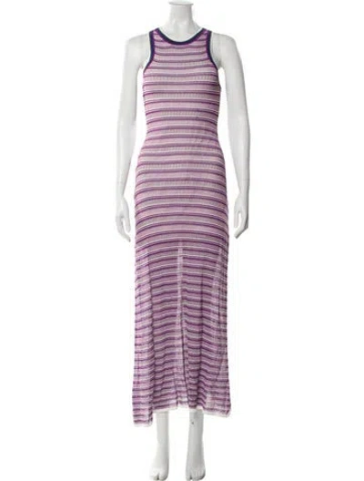 Pre-owned Veronica Beard Striped Long Dress In Purple