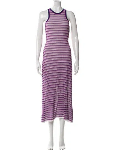 Pre-owned Veronica Beard Striped Long Dress In Purple
