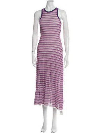 Pre-owned Veronica Beard Striped Long Dress In Purple