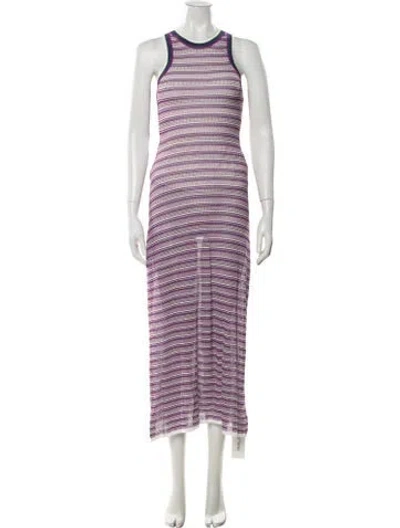 Pre-owned Veronica Beard Striped Long Dress In Purple