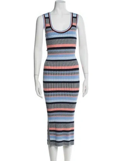 Pre-owned Veronica Beard Striped Long Dress W/ Tags In Blue
