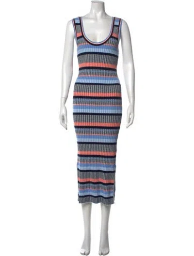Pre-owned Veronica Beard Striped Long Dress W/ Tags In Blue