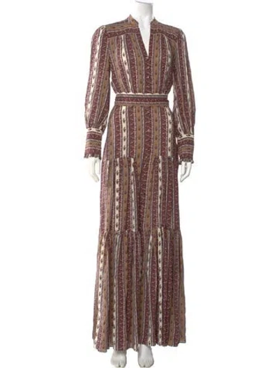 Pre-owned Veronica Beard Striped Long Dress W/ Tags In Brown