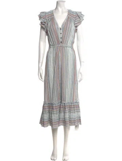 Pre-owned Veronica Beard Striped Long Dress W/ Tags In White