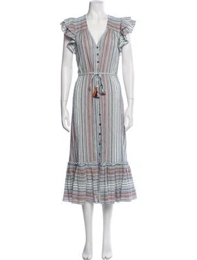 Pre-owned Veronica Beard Striped Long Dress W/ Tags In White