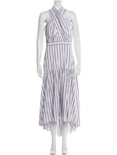 Pre-owned Veronica Beard Striped Long Dress In White