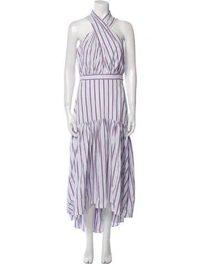Pre-owned Veronica Beard Striped Long Dress In White