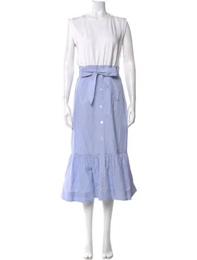 Pre-owned Veronica Beard Striped Long Dress In White