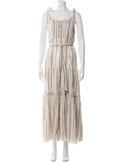 Pre-owned Veronica Beard Striped Long Dress In White