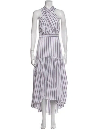Pre-owned Veronica Beard Striped Long Dress In White