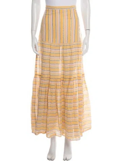 Pre-owned Veronica Beard Striped Long Skirt In Yellow