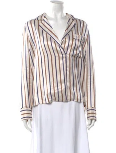 Pre-owned Veronica Beard Striped Long Sleeve Blouse