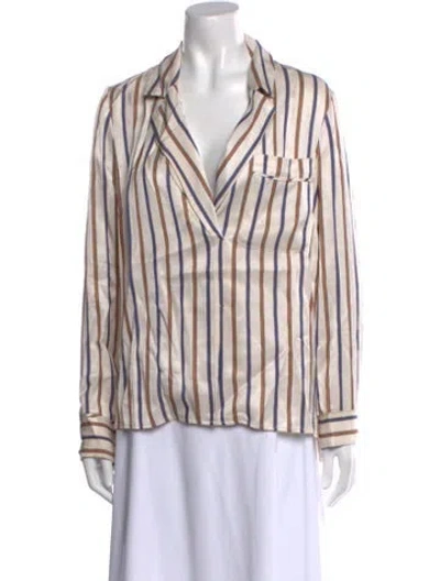 Pre-owned Veronica Beard Striped Long Sleeve Blouse