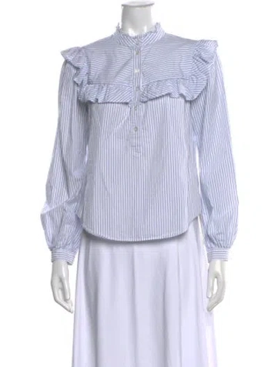 Pre-owned Veronica Beard Striped Long Sleeve Blouse In Blue