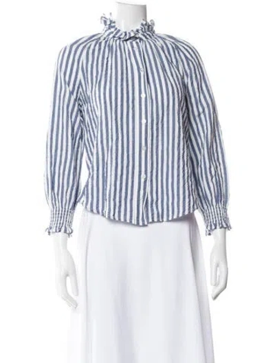 Pre-owned Veronica Beard Striped Long Sleeve Blouse In Blue