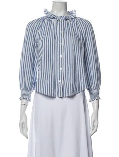 Pre-owned Veronica Beard Striped Long Sleeve Blouse In Blue