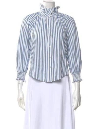 Pre-owned Veronica Beard Striped Long Sleeve Blouse In Blue