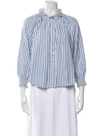 Pre-owned Veronica Beard Striped Long Sleeve Blouse In Blue