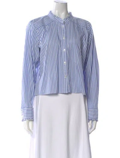 Pre-owned Veronica Beard Striped Long Sleeve Blouse In Blue
