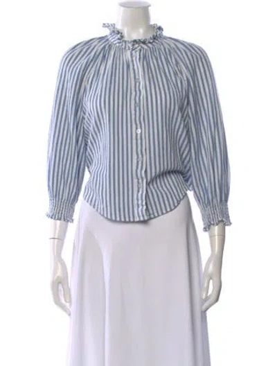 Pre-owned Veronica Beard Striped Long Sleeve Blouse In Blue