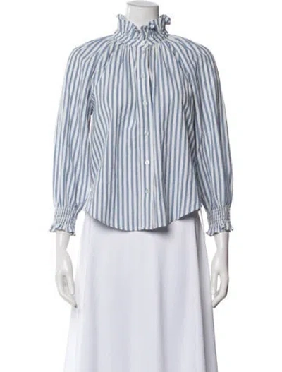 Pre-owned Veronica Beard Striped Long Sleeve Blouse In Blue