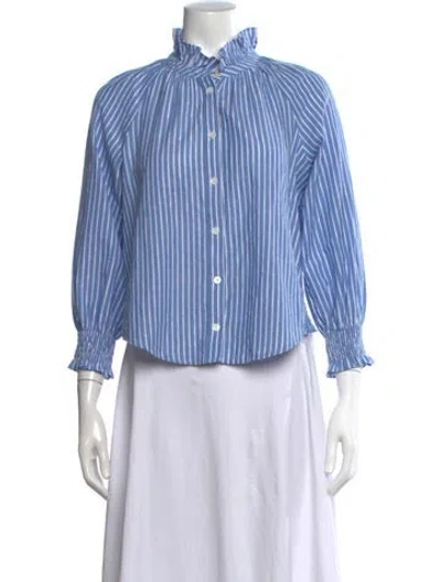 Pre-owned Veronica Beard Striped Long Sleeve Blouse In Blue
