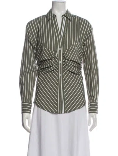 Pre-owned Veronica Beard Striped Long Sleeve Blouse In Gray