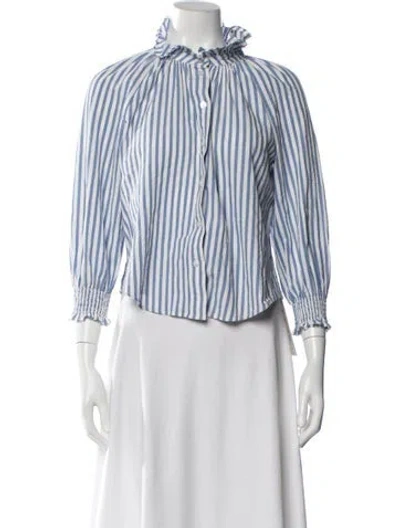 Pre-owned Veronica Beard Striped Long Sleeve Blouse In Multi