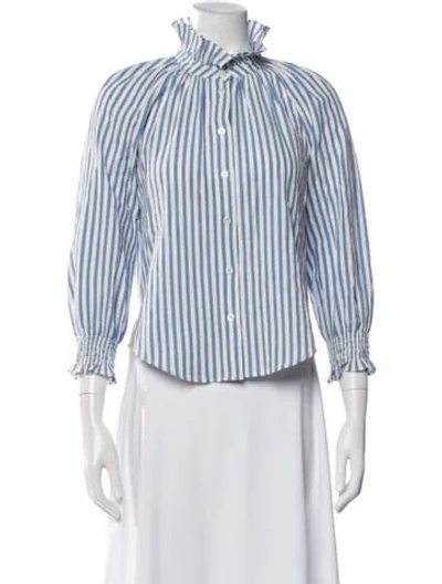 Pre-owned Veronica Beard Striped Long Sleeve Blouse In Multi