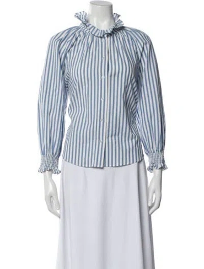 Pre-owned Veronica Beard Striped Long Sleeve Blouse In Multi