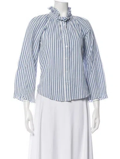 Pre-owned Veronica Beard Striped Long Sleeve Blouse In Multi